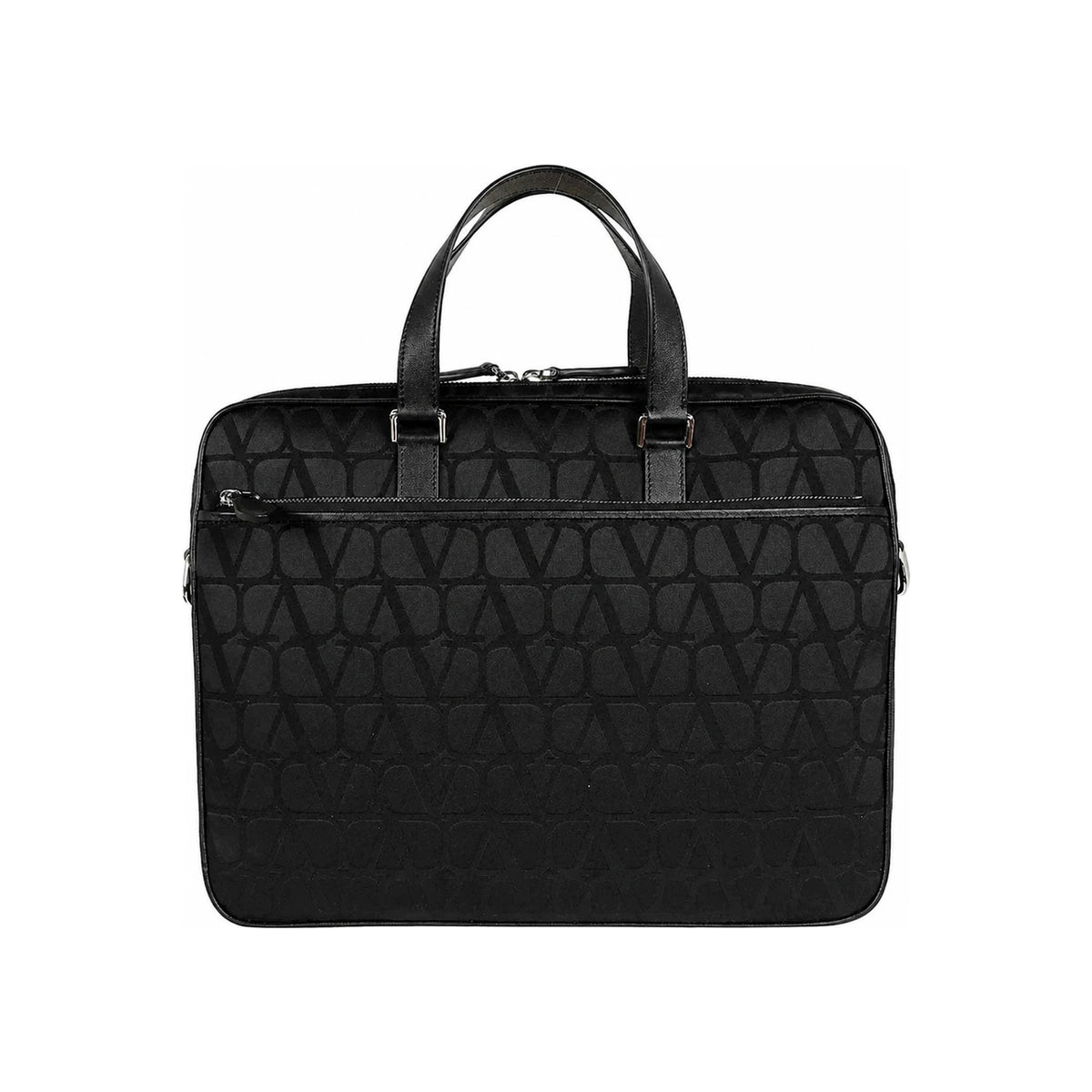 VALENTINO Iconographe Leather Briefcase Black