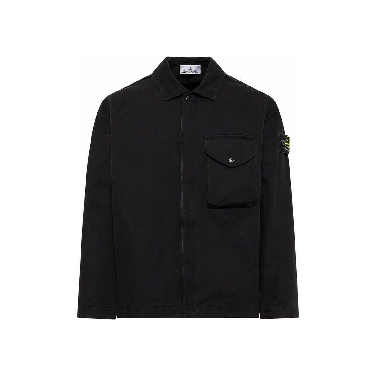 STONE ISLAND Cotton Twill Overshirt Black Men’s Long Sleeve Shirt