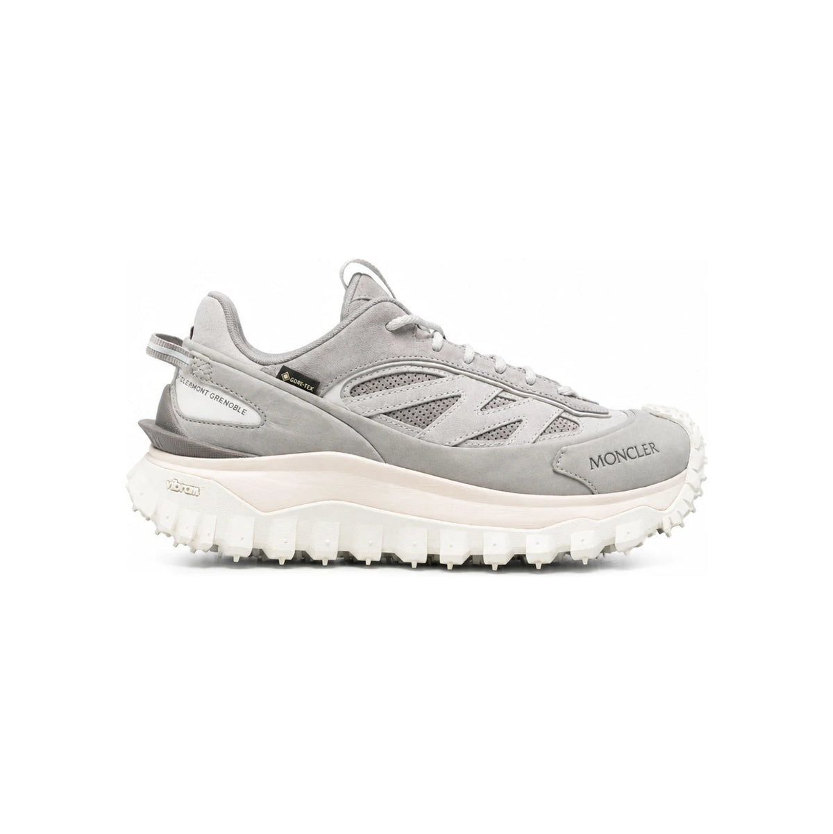 Moncler Grey Leather Low-Top Sneakers for Men
