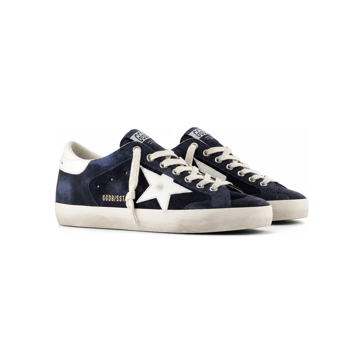 GOLDEN GOOSE Dark Blue/White Leather Low-Top Sneakers for Men