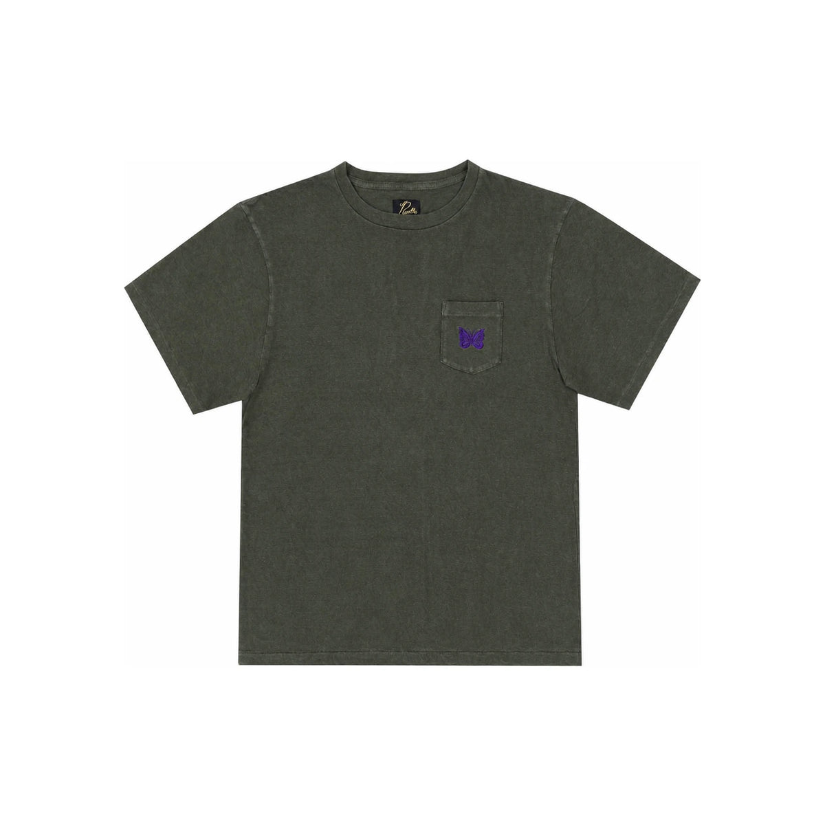 NEEDLES EGreen Short Sleeve Pocket T-Shirt for Men SX444 E Green