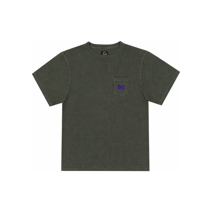 NEEDLES EGreen Short Sleeve Pocket T-Shirt for Men SX444 E Green