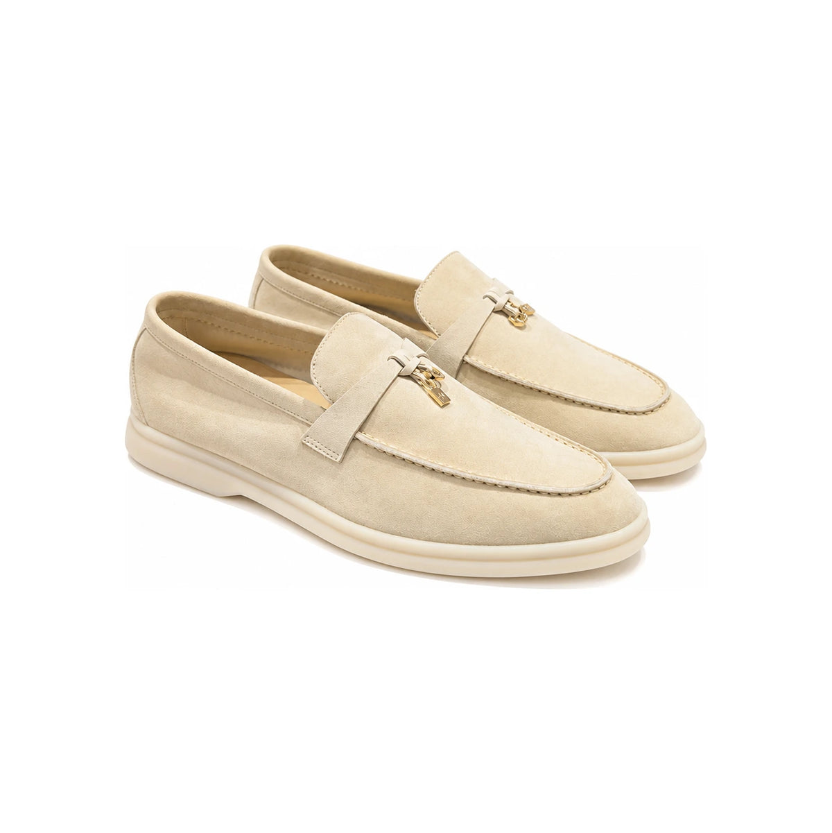 Loro Piana Baby Cashmere Suede Summer Loafers with Charms