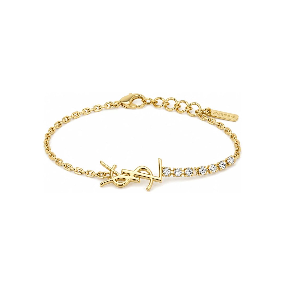 Saint Laurent YSL Cassandra Rhinestone Bracelet Gold-Tone