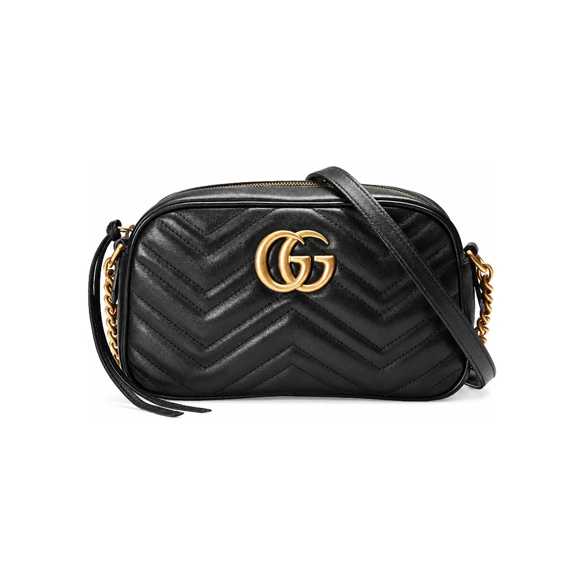 GUCCI Marmont Matelassé Black Leather Shoulder Bag