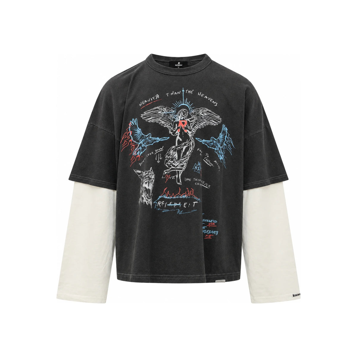 REPRESENT Washed Black Long Sleeve T-Shirt Sweatshirt