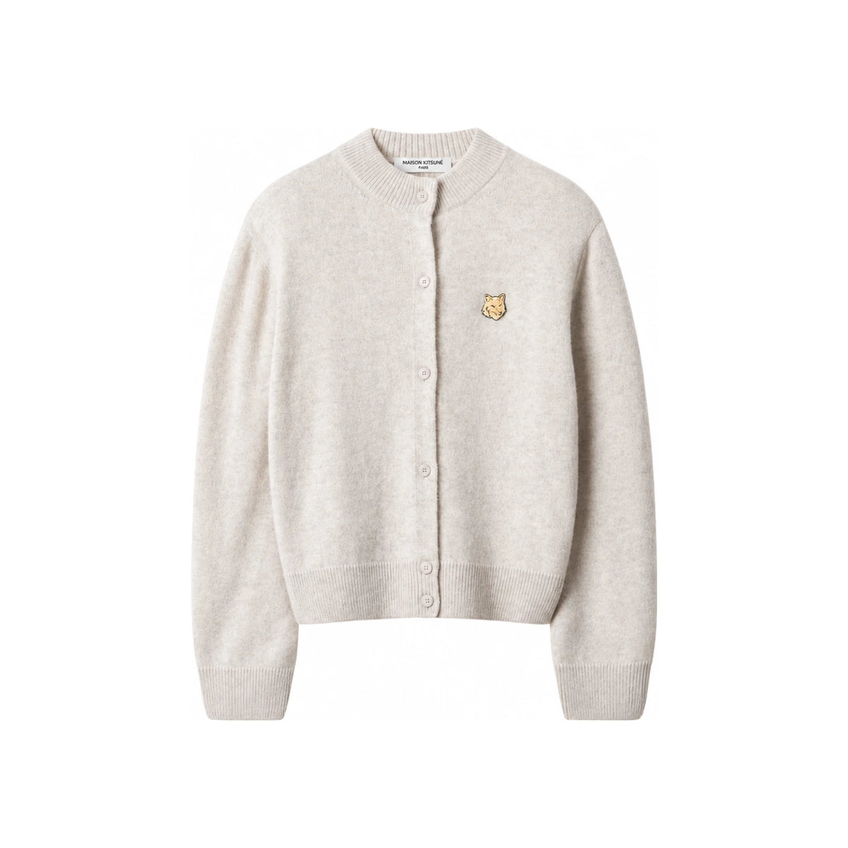 Maison Kitsune Wool Zip-Up Knit Cardigan for Women, Gray