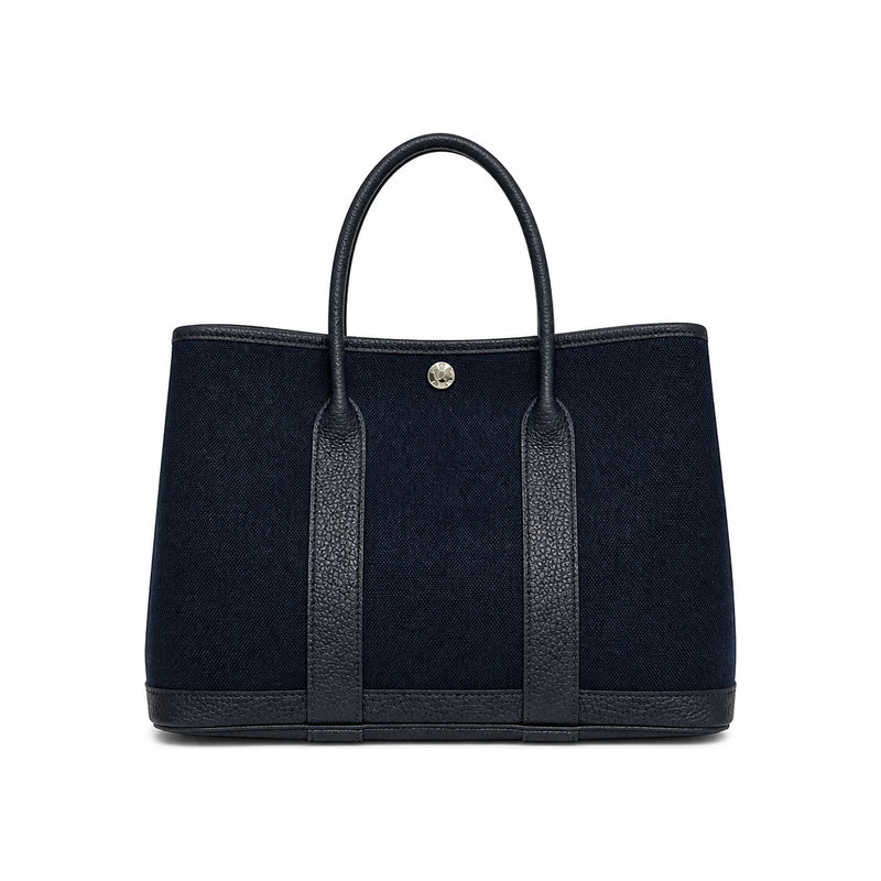 HERMES Garden Party 30 Tote Bag Canvas Negonda Blue Marine Black Palladium