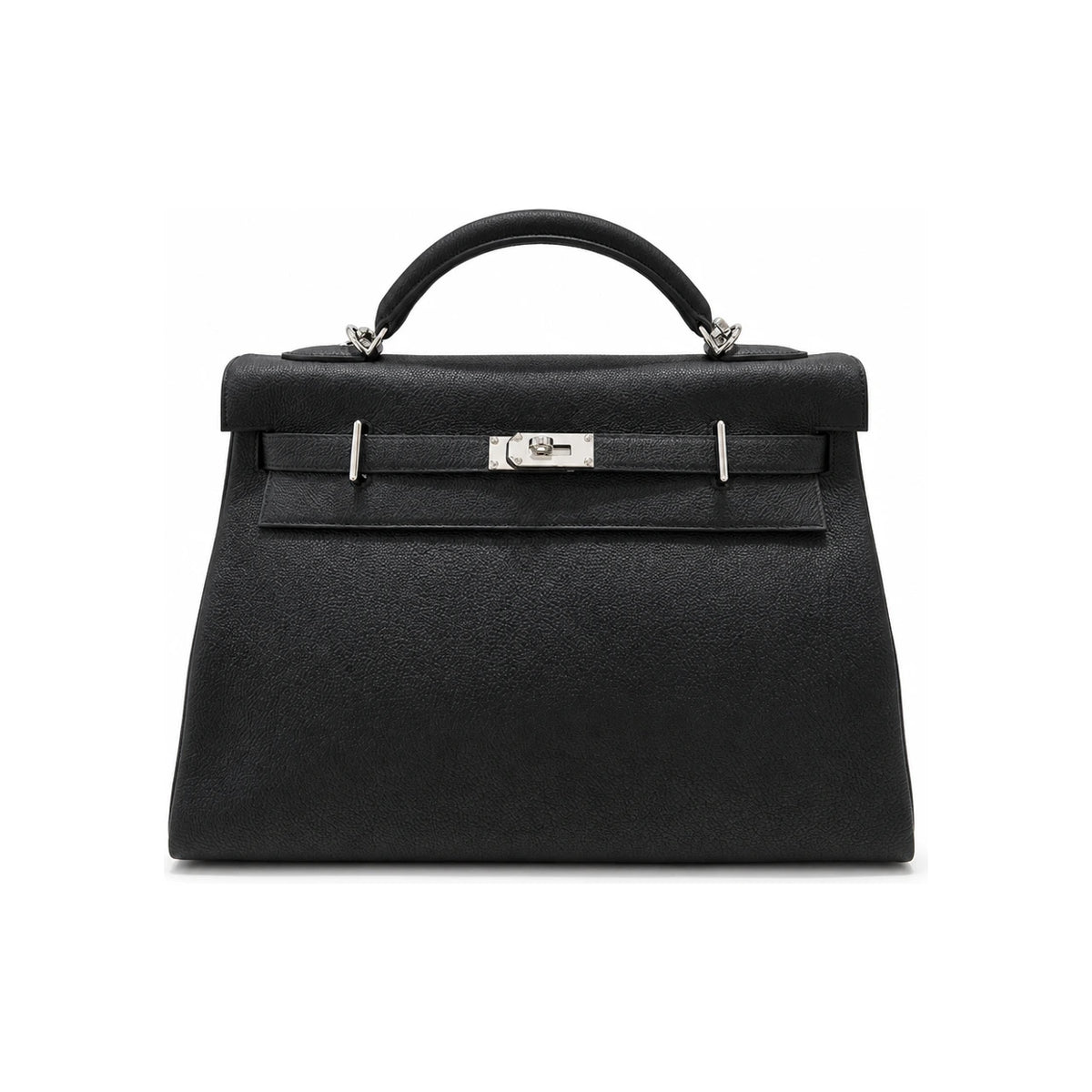 HERMES Kelly 42 Maxi Crossbody Shoulder Bag Black Palladium Hardware