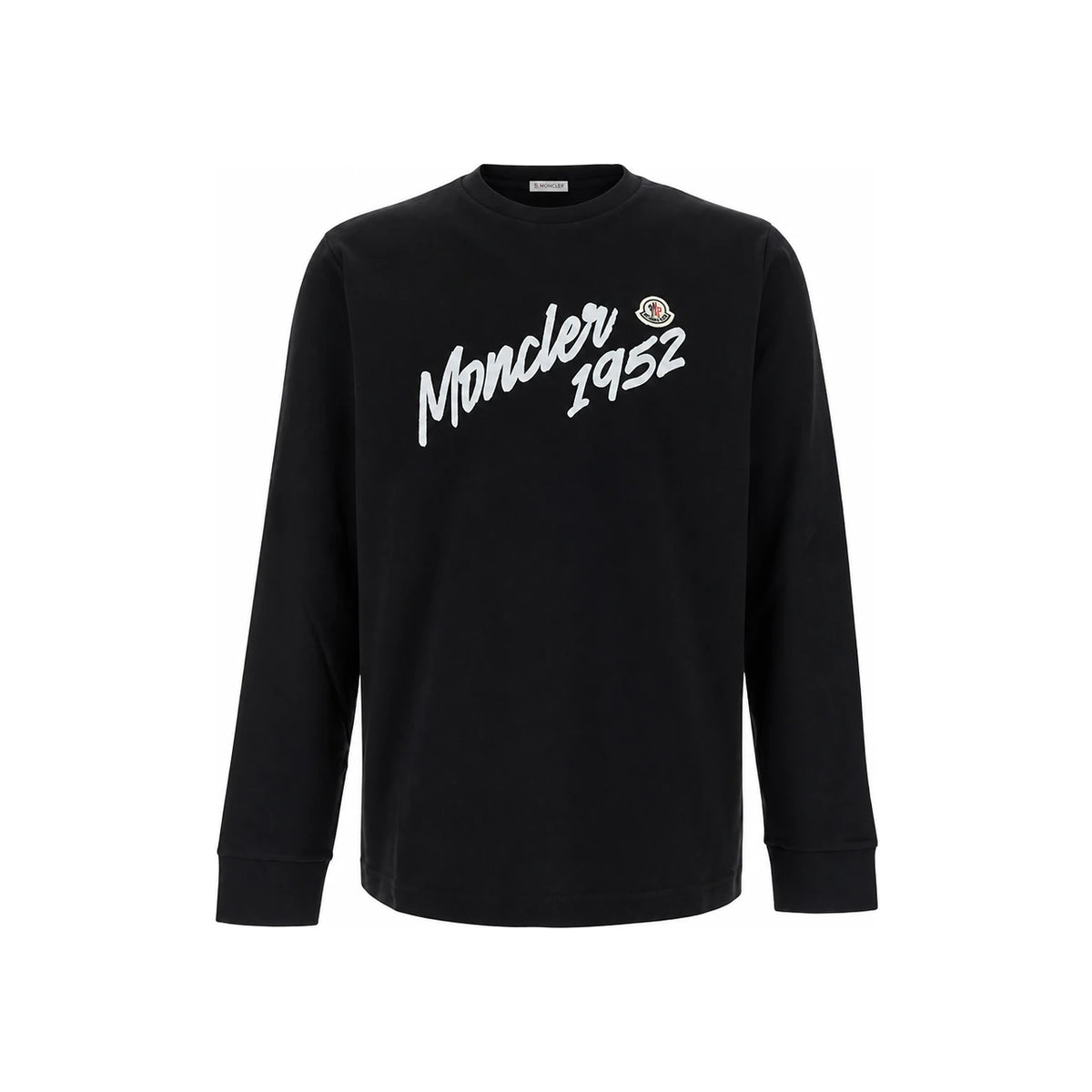 Moncler Men’s Flocked Logo Long Sleeve T-Shirt Black