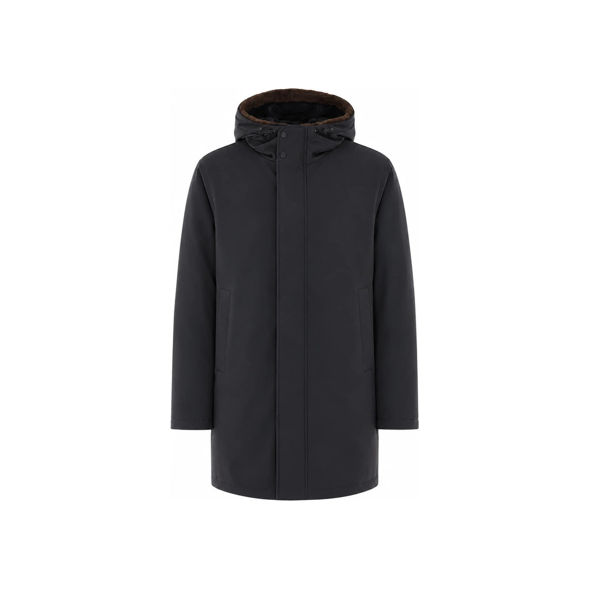 Herno Navy Wool-Blend Single-Breasted Coat for Men
