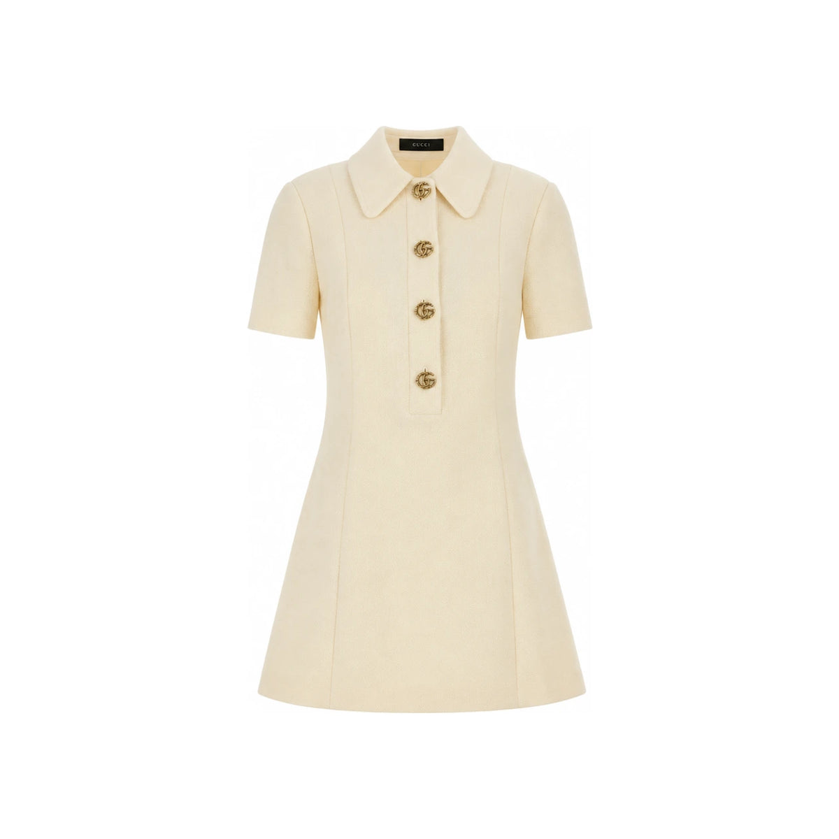 GUCCI Short Sleeve Mini Dress Black Wool Blend