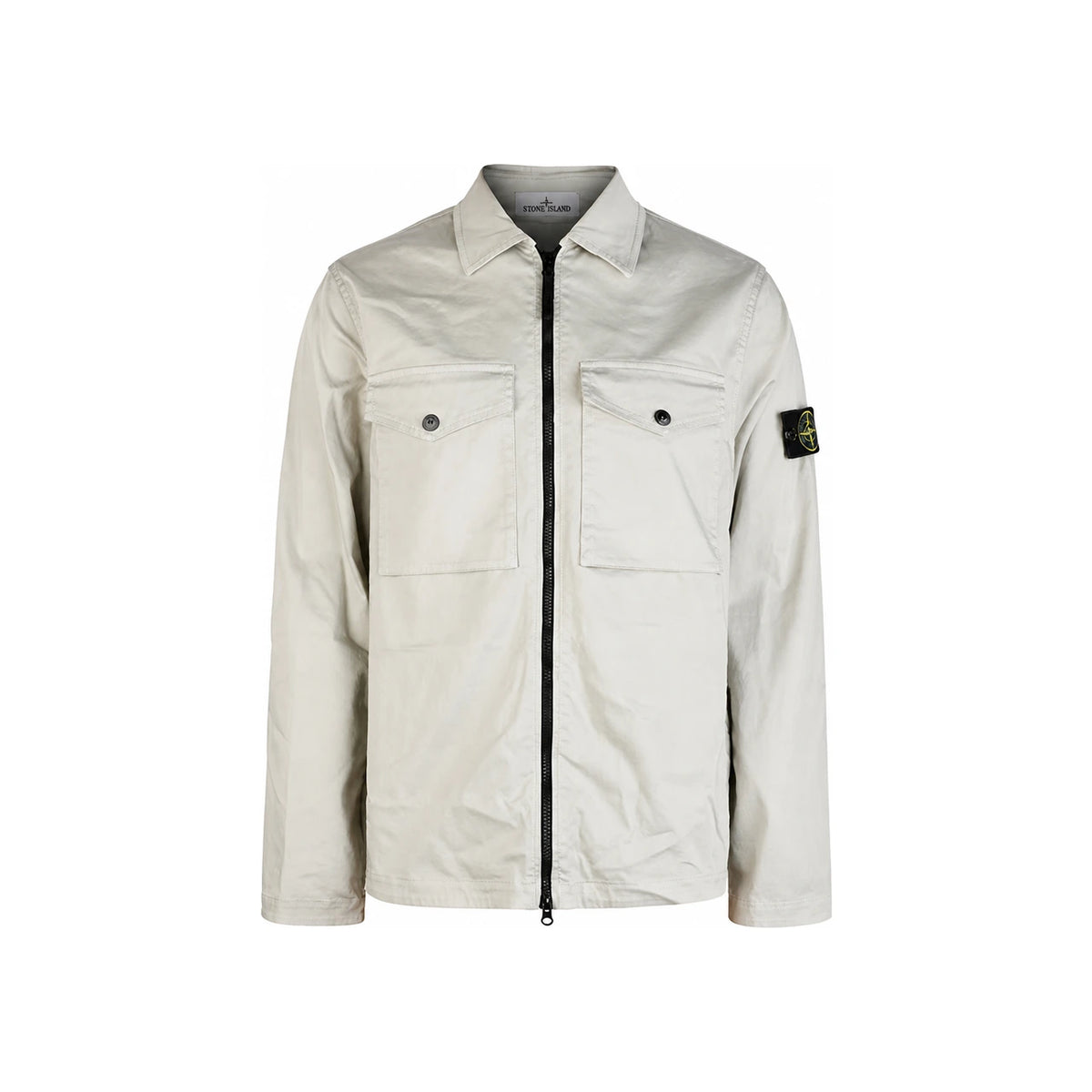 STONE ISLAND Stretch Organic Cotton Satin Zip Overshirt Jack 1200010 S0012 V0095