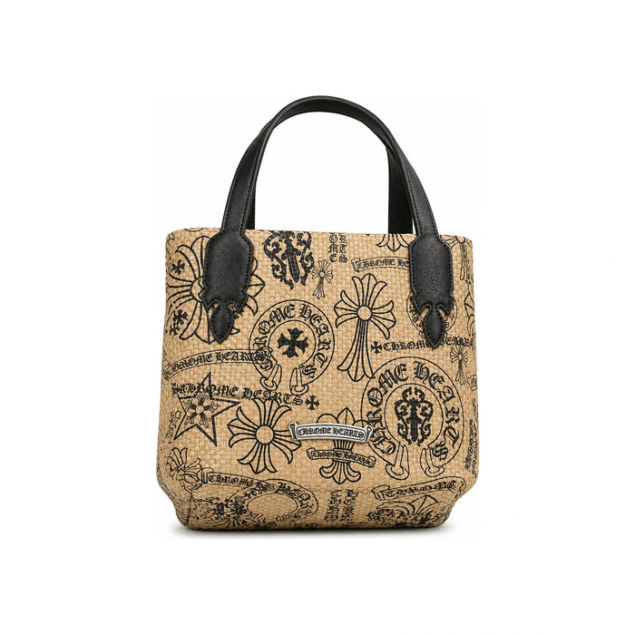 Chrome Hearts Raffia Mini Tote Bag Fabric Graphic Unisex Beach Style