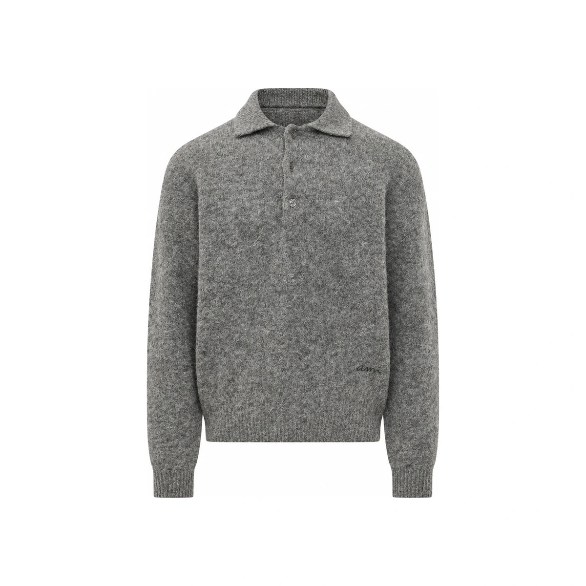 AMI Alpaca Long Sleeve Polo Knit Sweater Men’s Round Neck