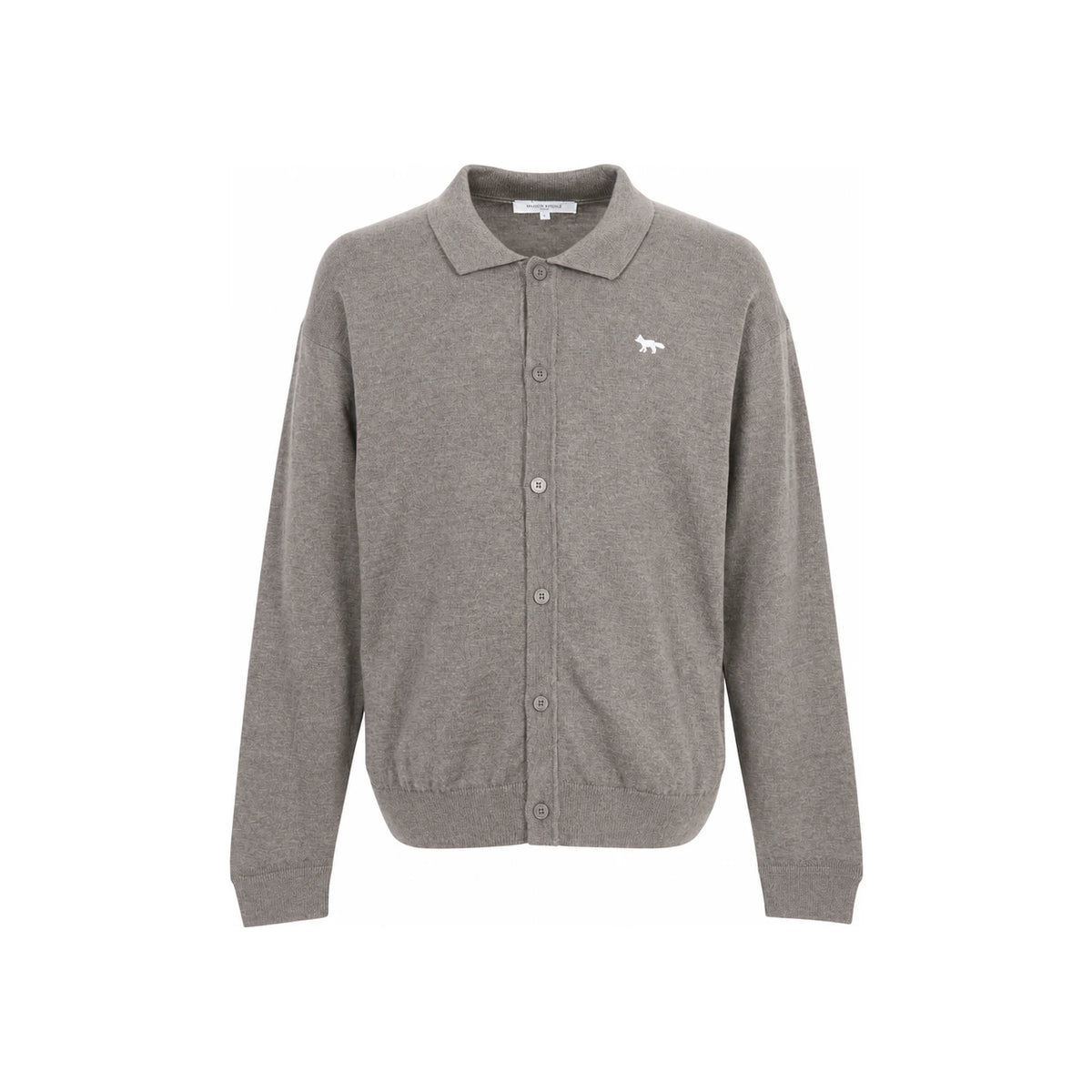 Maison Kitsune Profile Fox Logo Men’s Wool Cardigan Gray