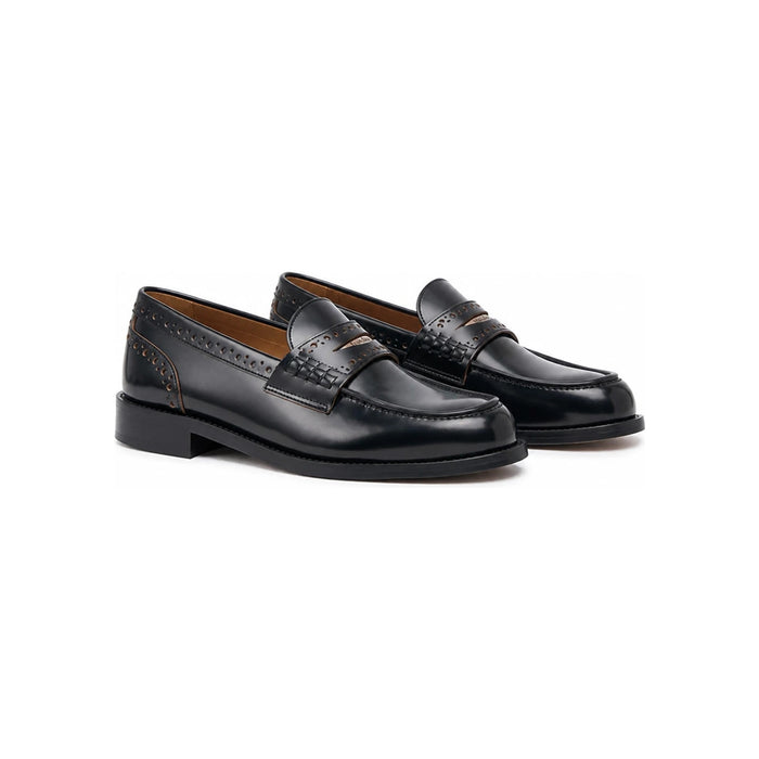 Max Mara Black Leather Penny Loafers 2625526134 001