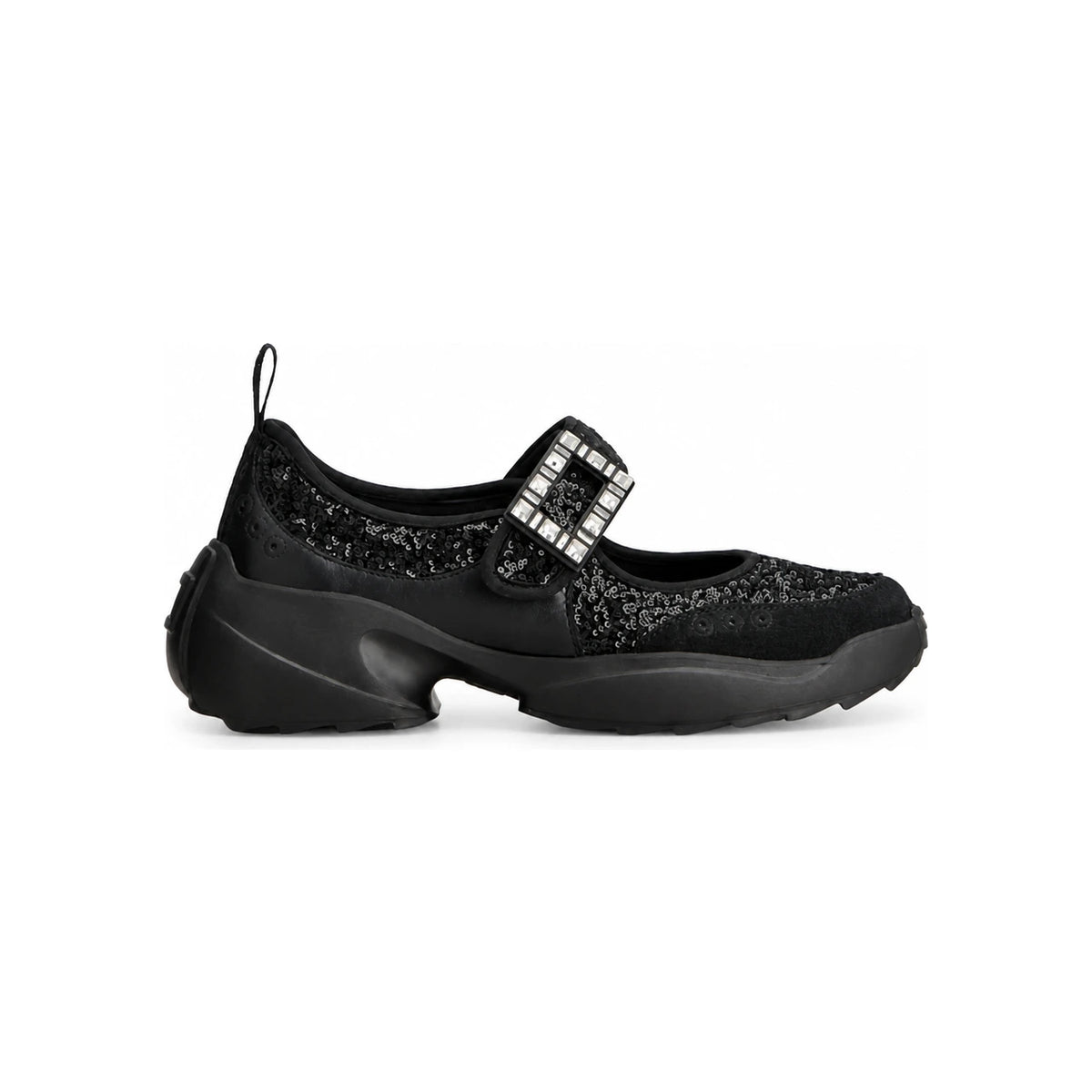 Roger Vivier Black Sequin Viv Run Mary Jane Women’s Flats RVW 75645560 VQSB999