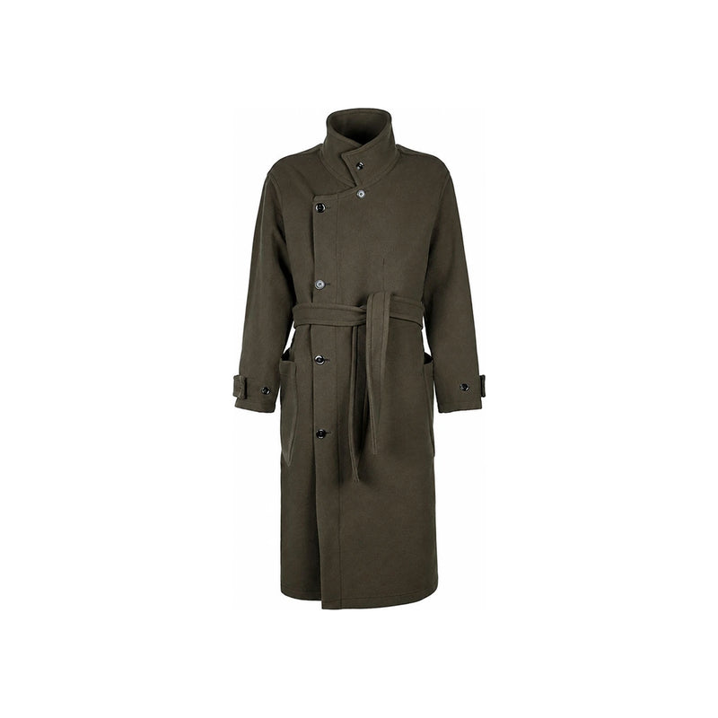 Lemaire Unisex Wrap Double-Breasted Wool Coat Gray