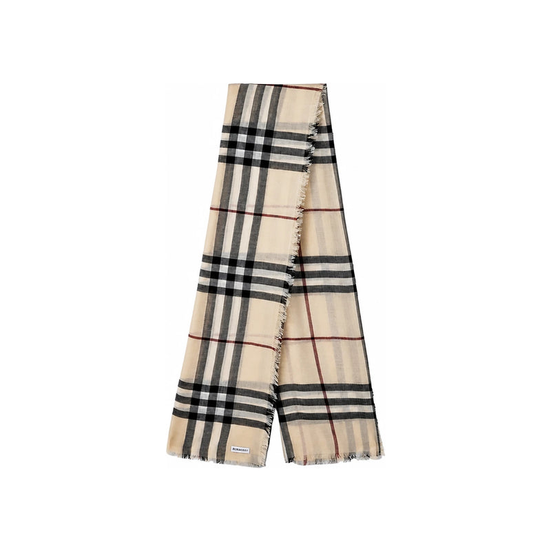 BURBERRY Wide Check Wool Scarf A1450
