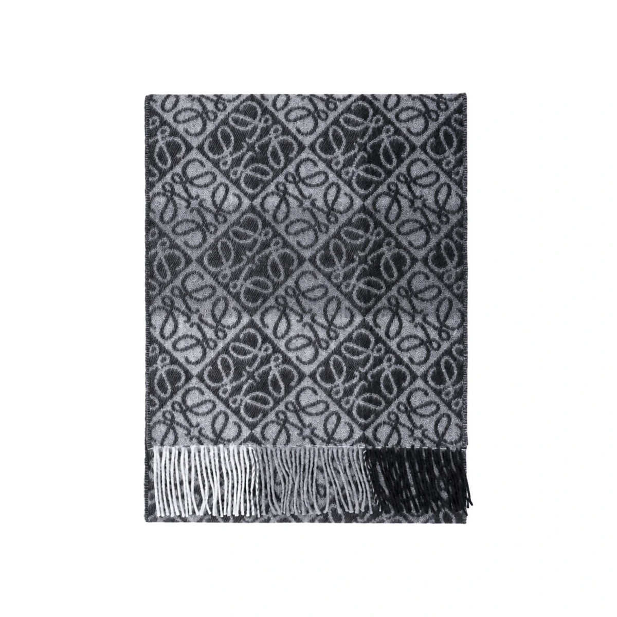 LOEWE Anagram Jacquard Wool Cashmere Fringe Scarf FSA4SS1W16 1102