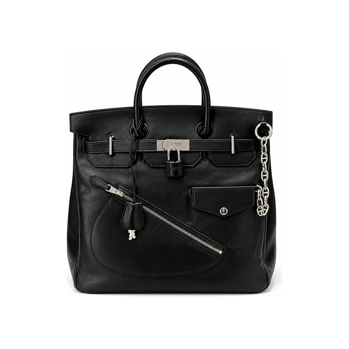 HERMES Birkin 40 Tote Bag Black Gold Hardware Unisex Leather