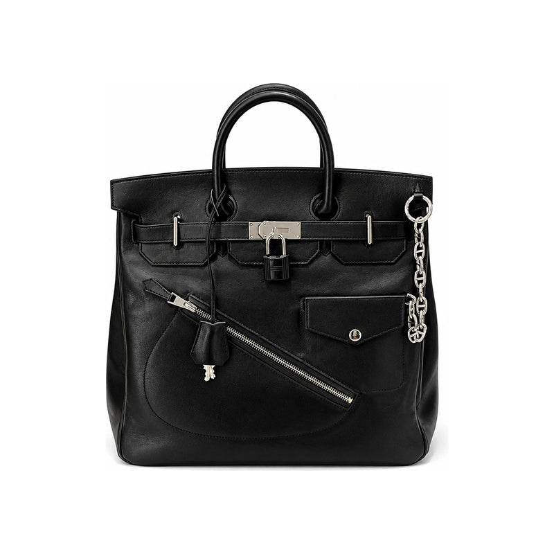 HERMES Birkin 40 Tote Bag Black Gold Hardware Unisex Leather