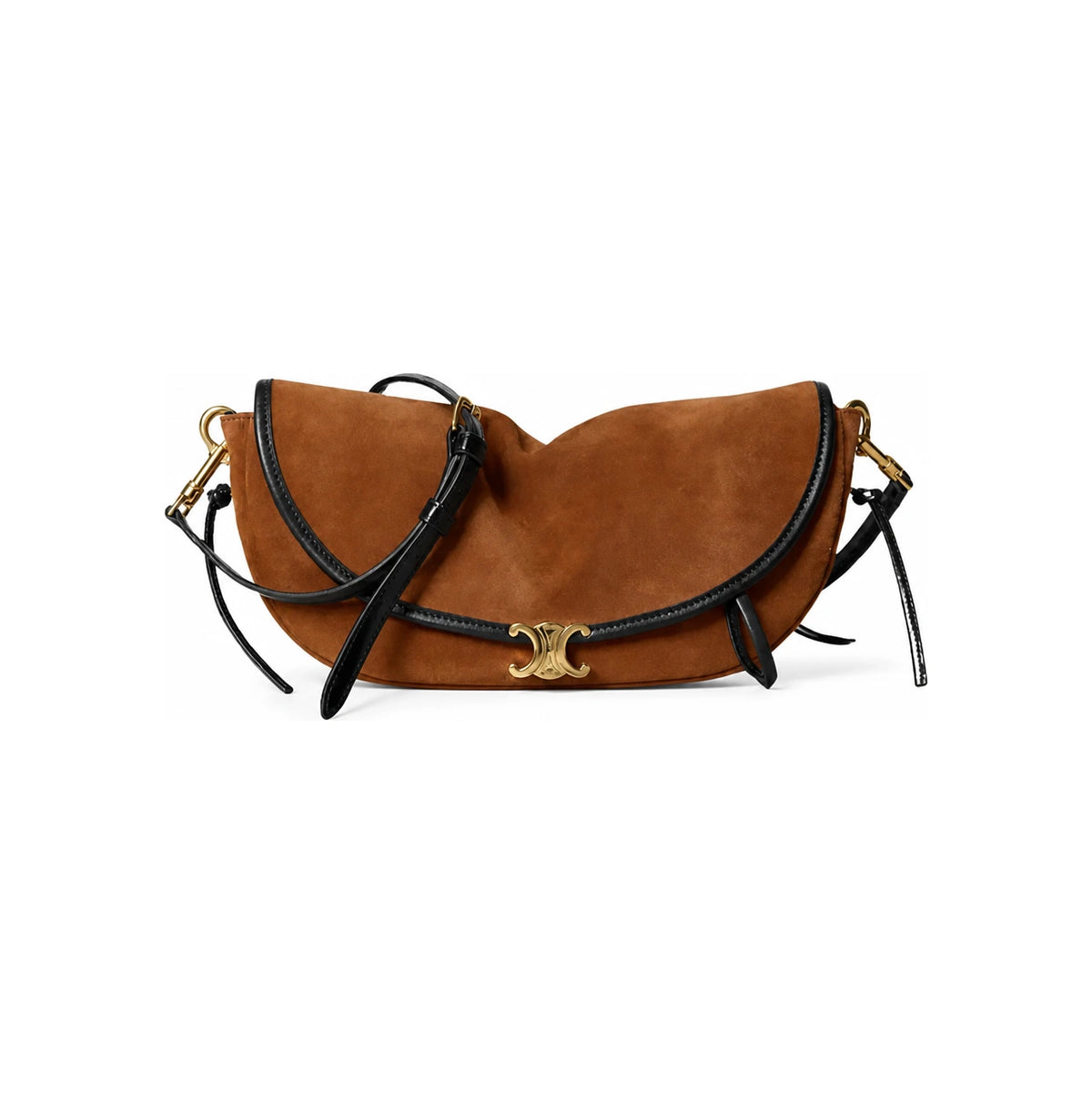 CELINE Little Half Moon Soft Triomphe Suede Calfskin Shoulder Bag
