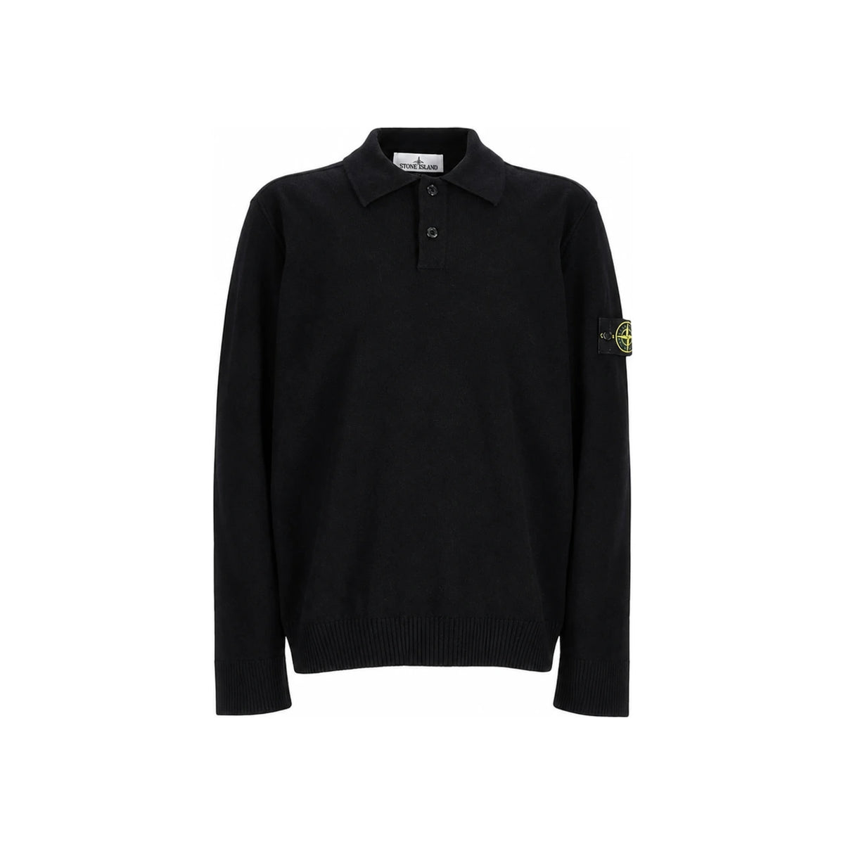 STONE ISLAND Black Geelong Wool Patch Polo Sweater 5100018 S00B4 V0029