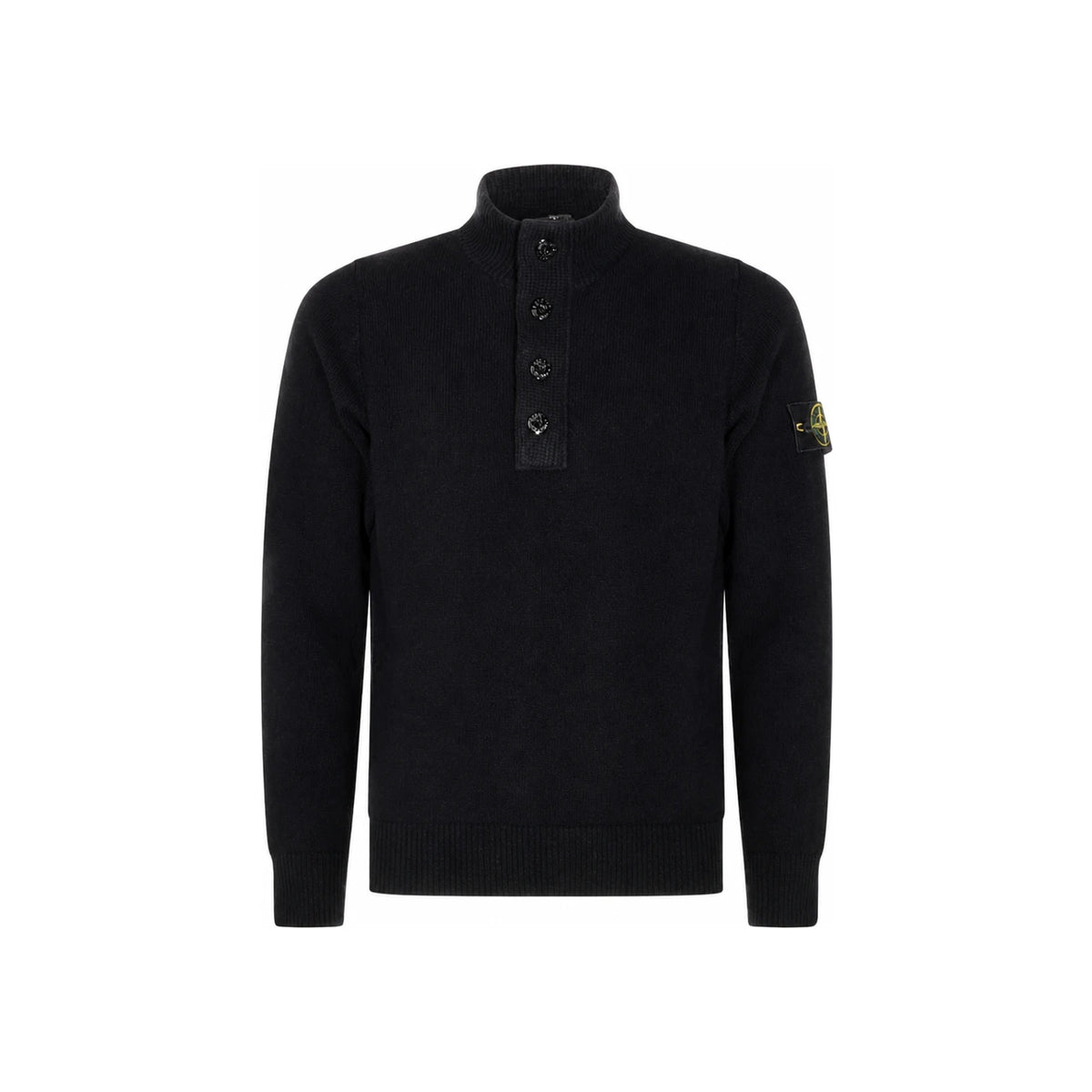 STONE ISLAND Black Half Knit Round Neck Unisex Sweater