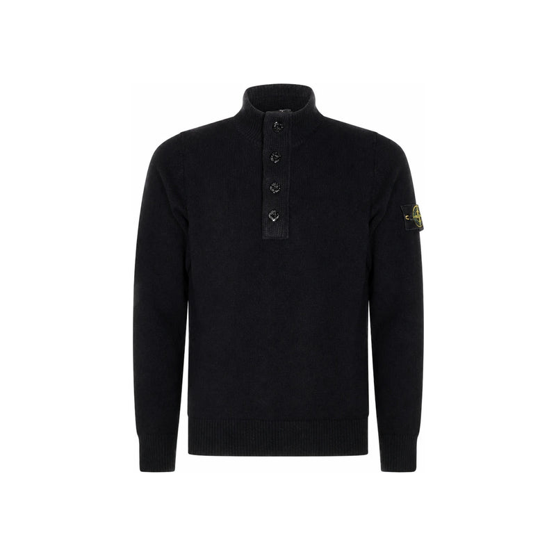 STONE ISLAND Black Half Knit Round Neck Unisex Sweater