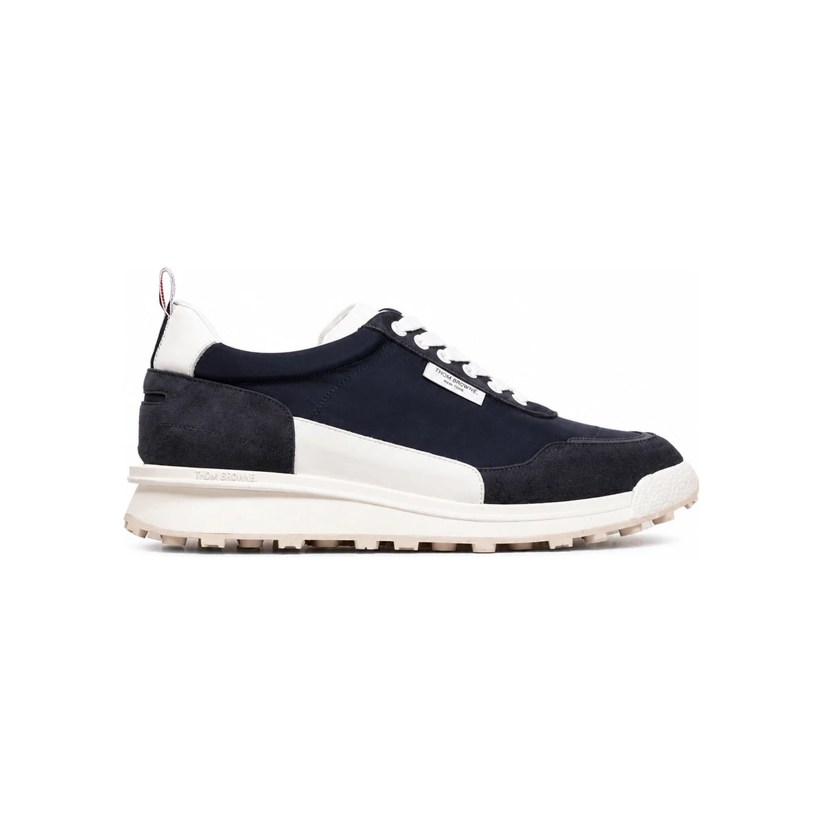 THOM BROWNE Alumni Men’s Low-Top Sneakers Navy Leather