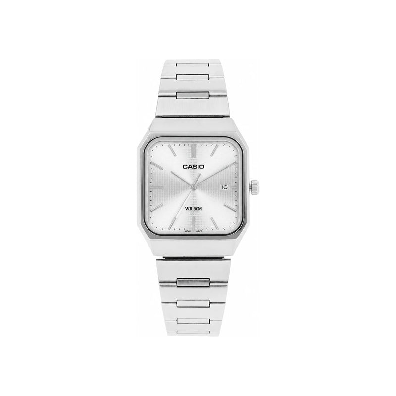 Casio Silver Analog Square Metal Watch for Men