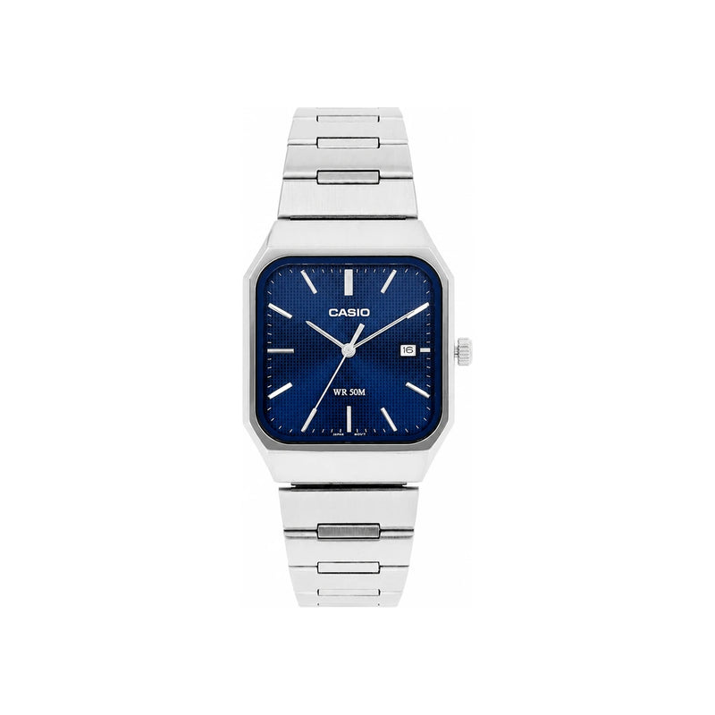 Casio Blue Dial Analog Square Metal Men's Watch