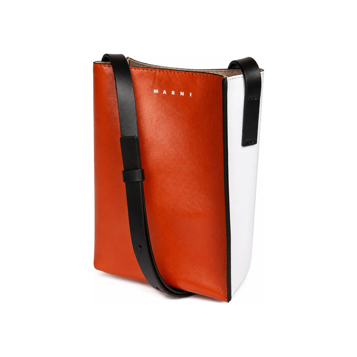 Marni Logo Two-Tone Leather Shoulder Bag