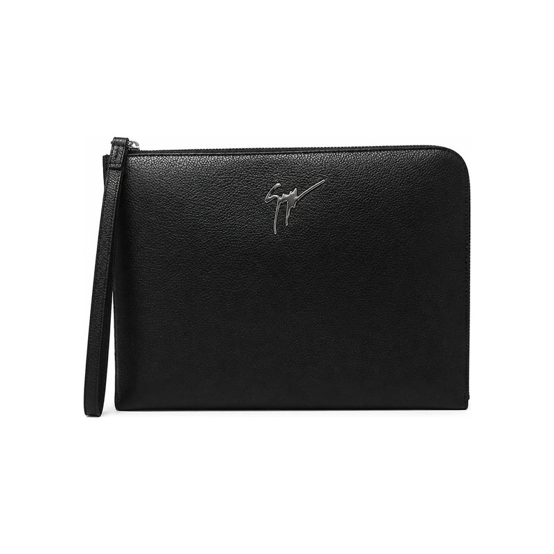 Giuseppe Zanotti Logo Leather Clutch Black Unisex