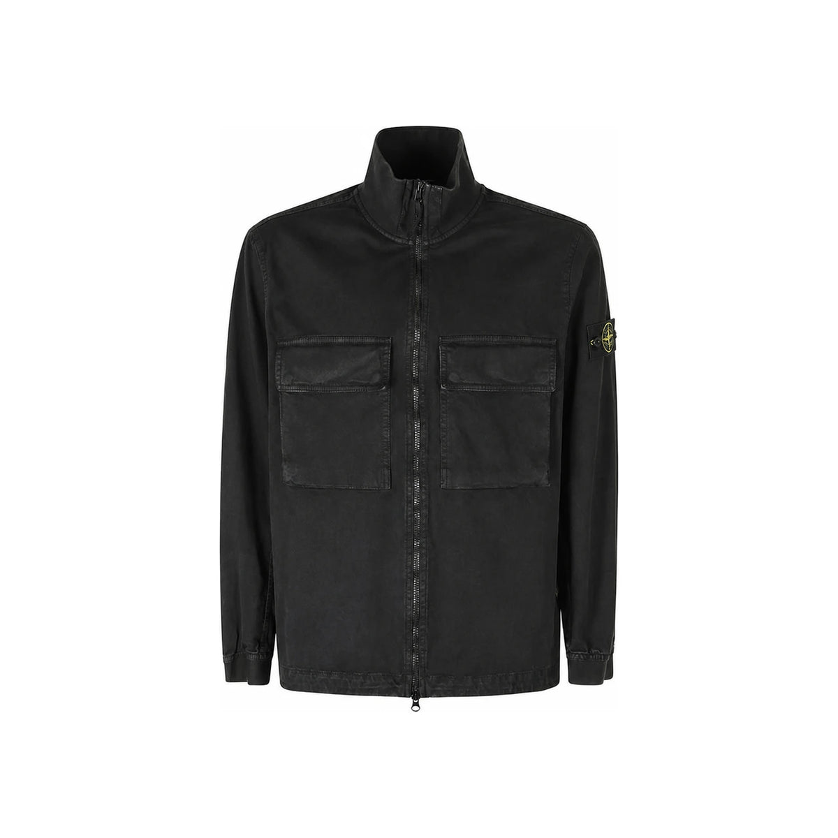 STONE ISLAND Old Effect Stretch Organic Broken Twill Cotton Overshirt Jacket