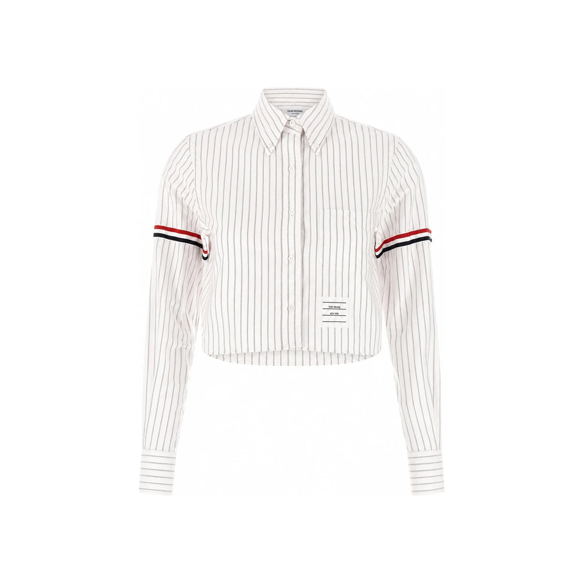 THOM BROWNE Oxford Crop Button Armband Down Long Sleeve Shirt