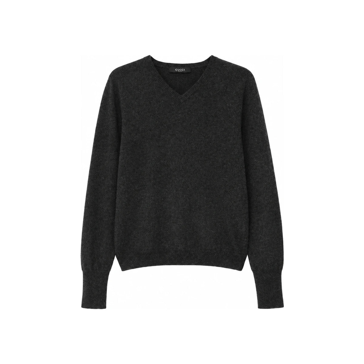GUCCI V-Neck Knit Sweater Women’s Black Wool