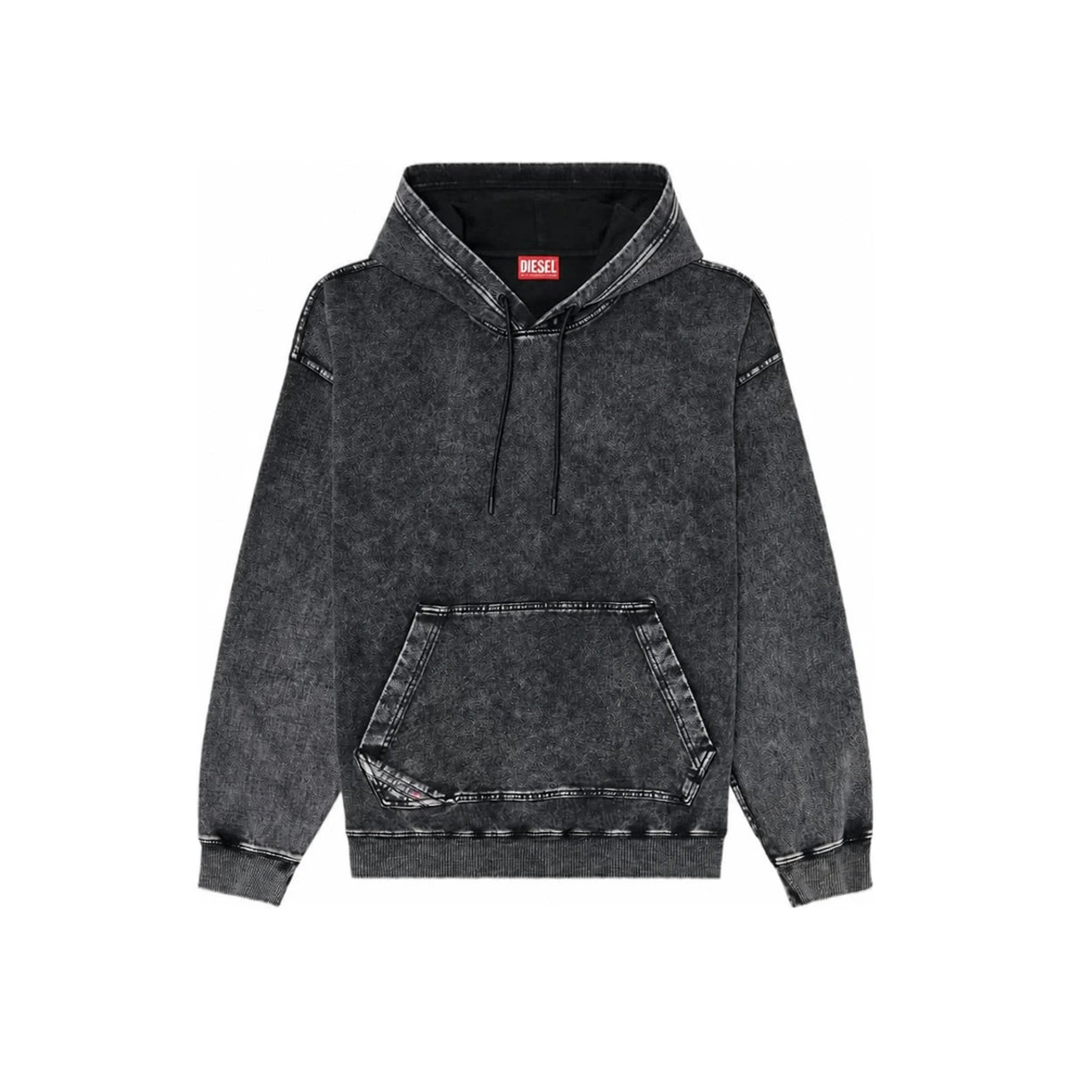 DIESEL Women’s Logo Pullover Hoodie Sweatshirt, Gray Cotton
