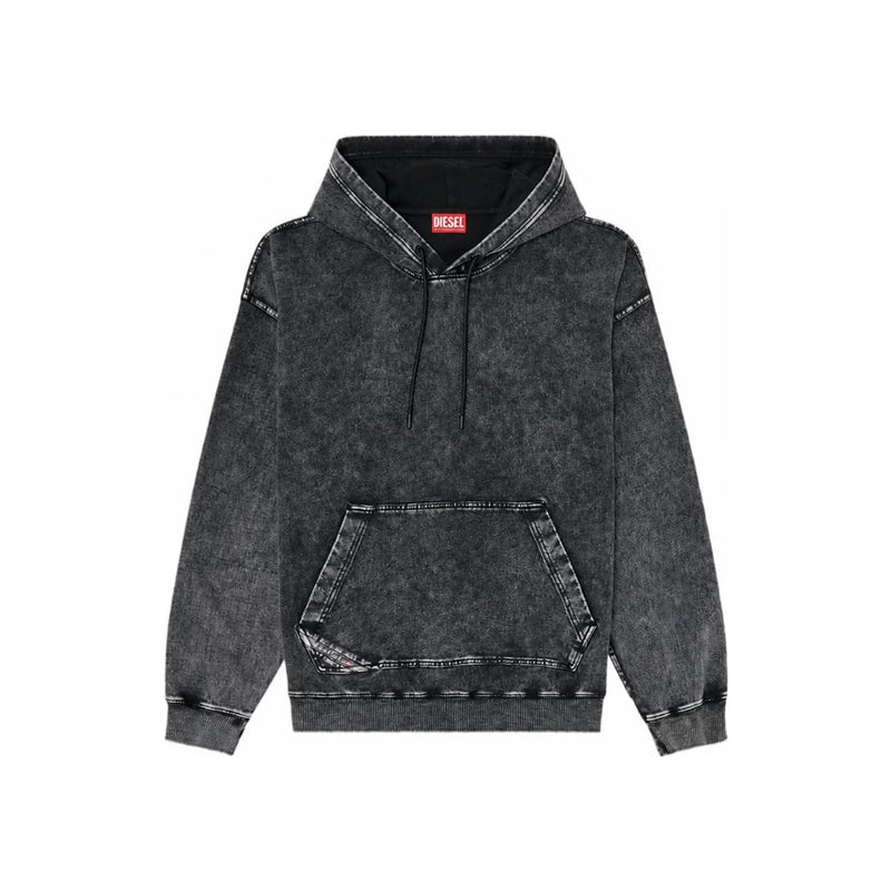 DIESEL Women’s Logo Pullover Hoodie Sweatshirt, Gray Cotton