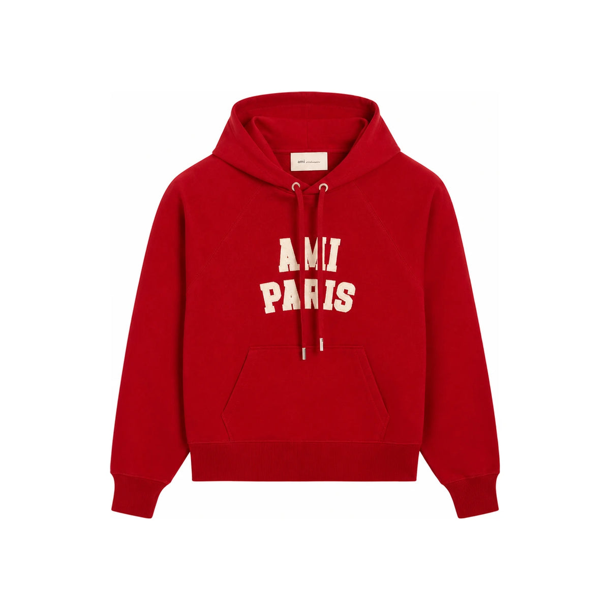 AMI Paris Logo Embroidered Red Men's Hoodie