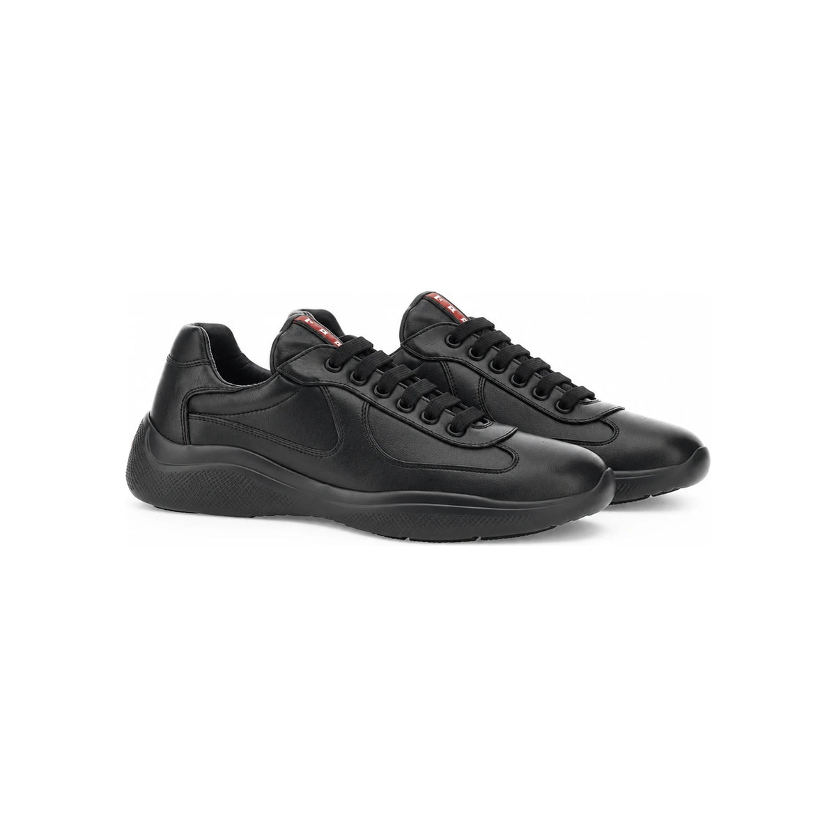 PRADA Black Leather Low Top Sneakers Men
