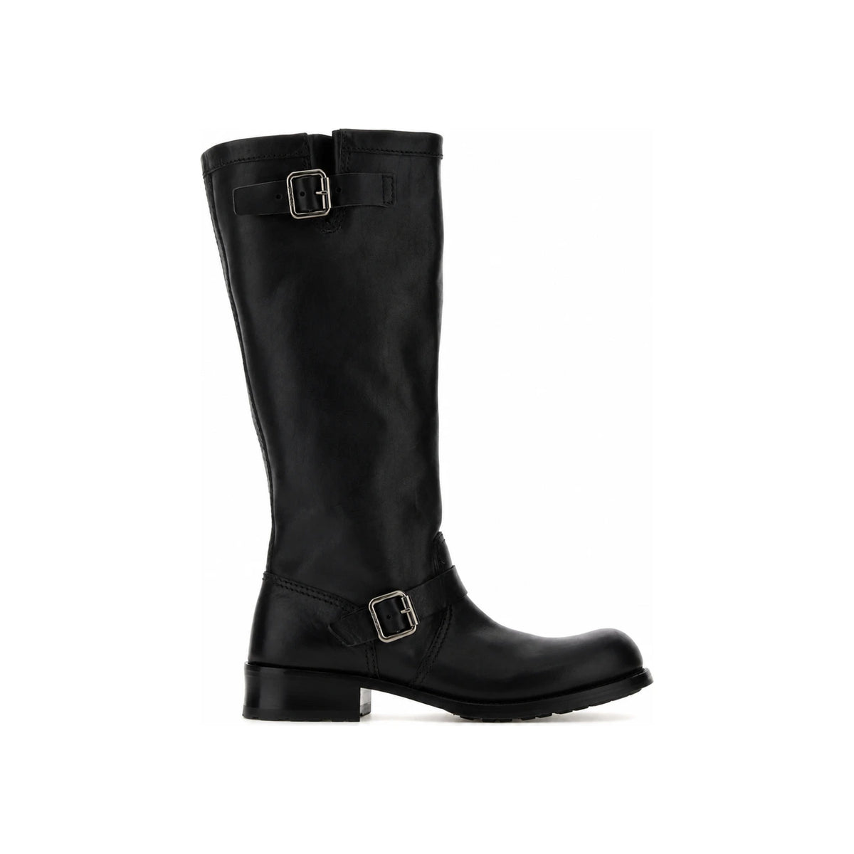 PRADA Black Leather Mid-Calf Boots