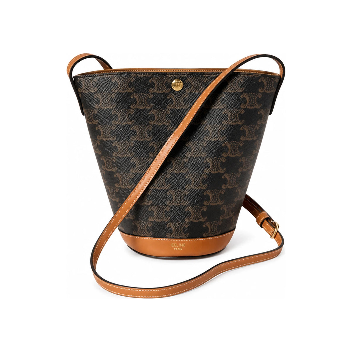 CELINE Mini Bucket Triomphe Canvas Shoulder Bag