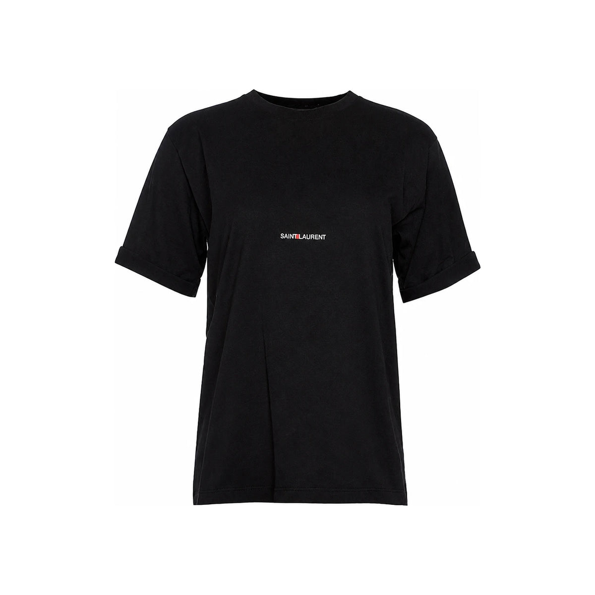 Saint Laurent Logo Print Short Sleeve T-Shirt Black