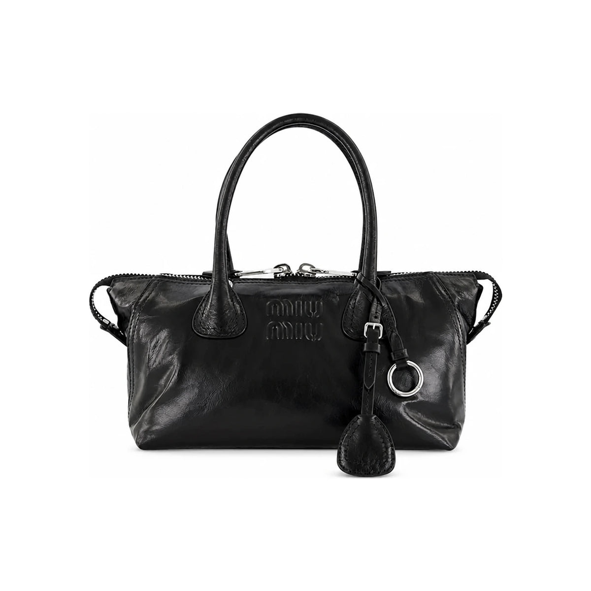 Miu Miu Glossy Leather Shoulder Bag Black Handbag