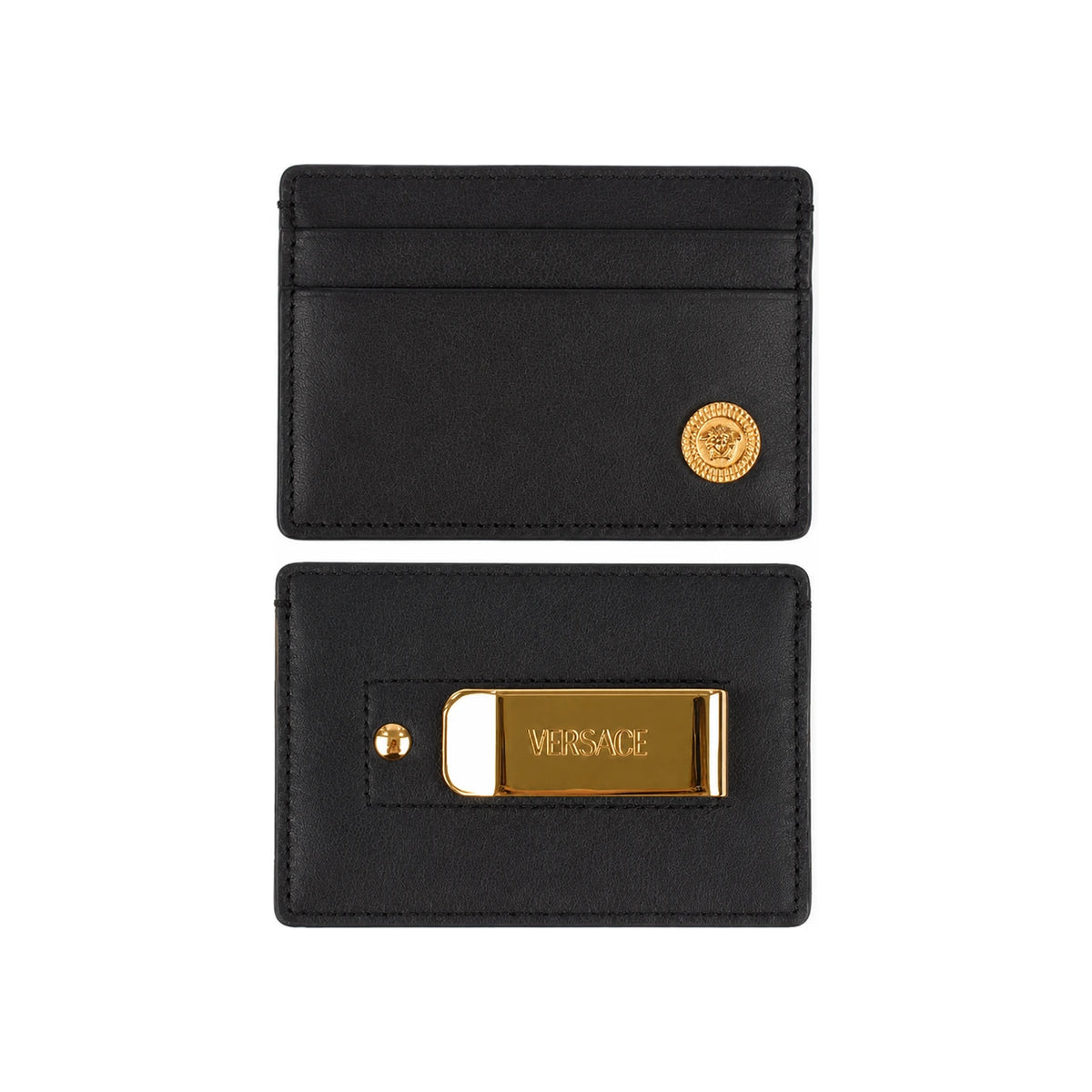 Versace Medusa Money Clip Card Holder Black Unisex