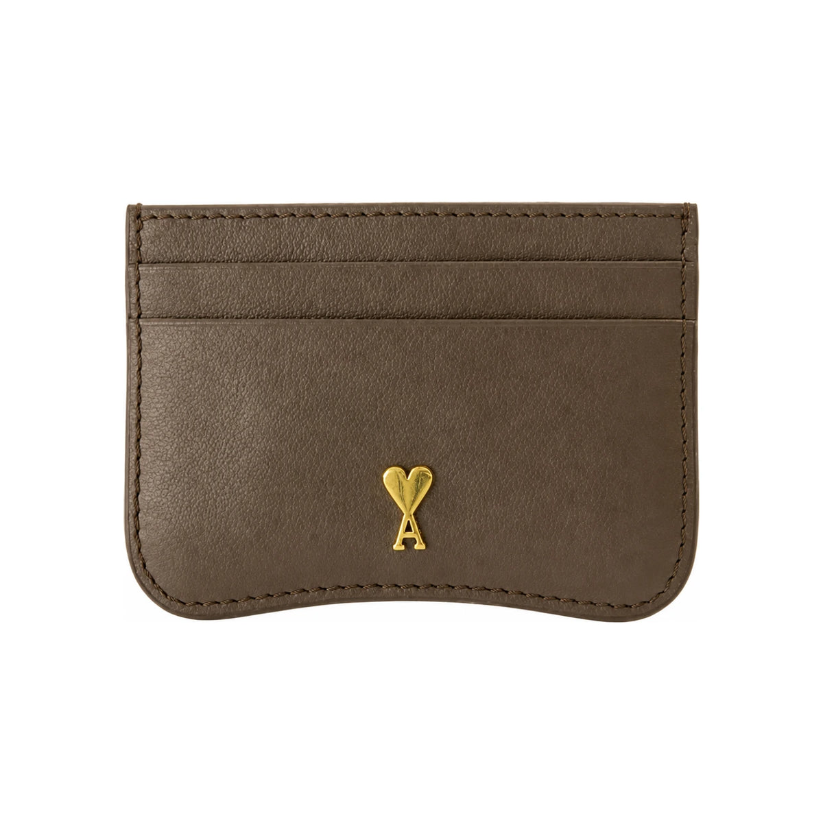 AMI Small Heart Logo Leather Card Holder Red