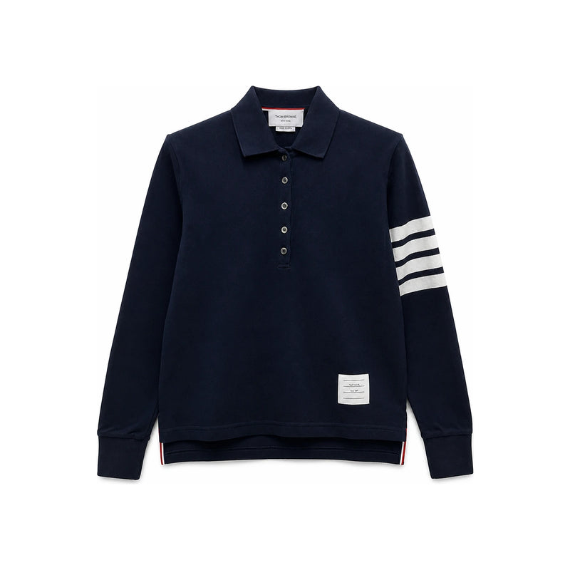 THOM BROWNE Navy Classic 4-Bar Armband Long-Sleeve Polo Tee
